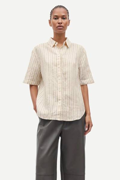 Chemisier SALARIKAR Samsoe une belle fraîcheur rayée et lin écoresponsable à Dieppe dans votre boutique Joséphine by Urban Chic 