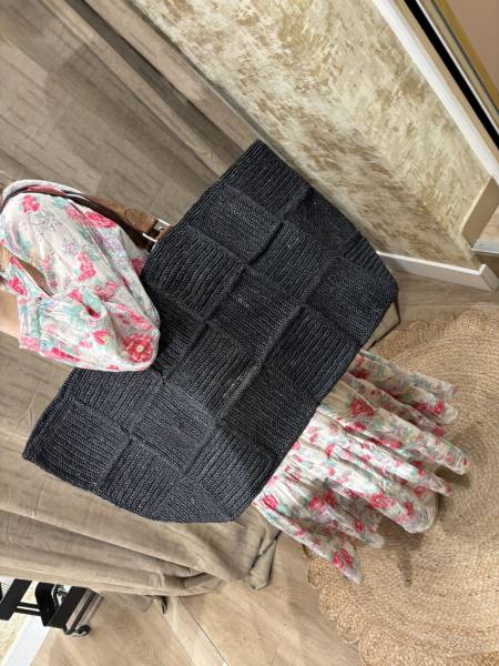Sac cabas oversize MIRAY IBELIV en raphia naturel Noir - chez Joséphine by Urban Chic à Dieppe