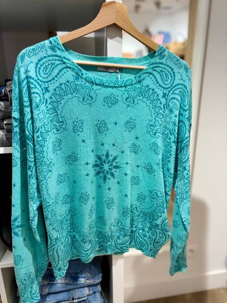 Pull Edmond Adoré Paris turquoise éclatant coupe ample confortable Dieppe